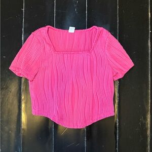 Girls Vibrant Pink Ribbed Crop Top Size 7Y